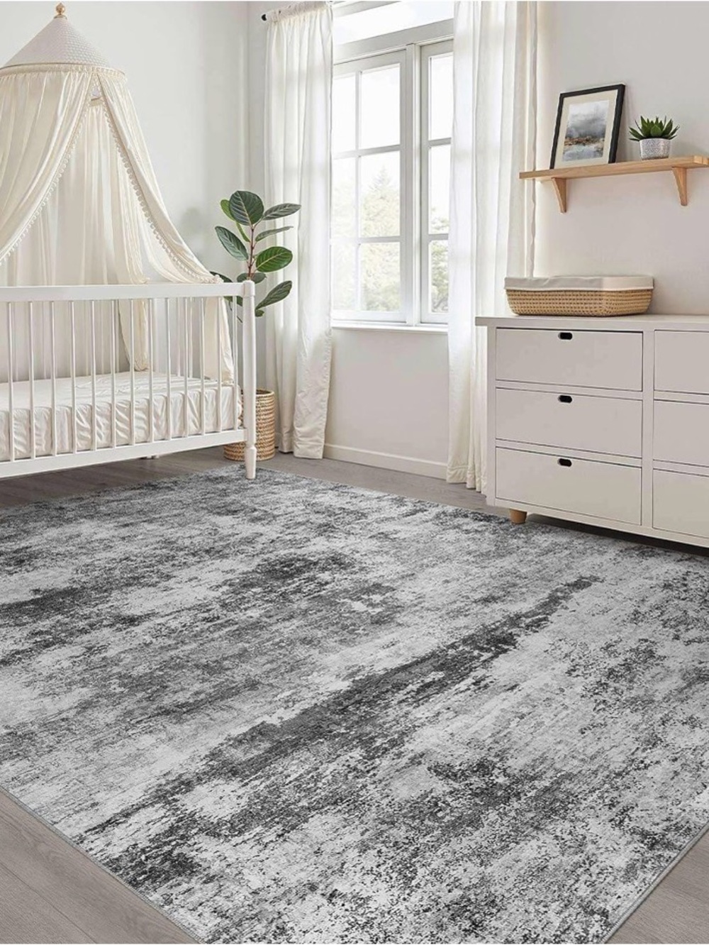 Neutral Gray Abstract Area Rug - Modern Floor Accent